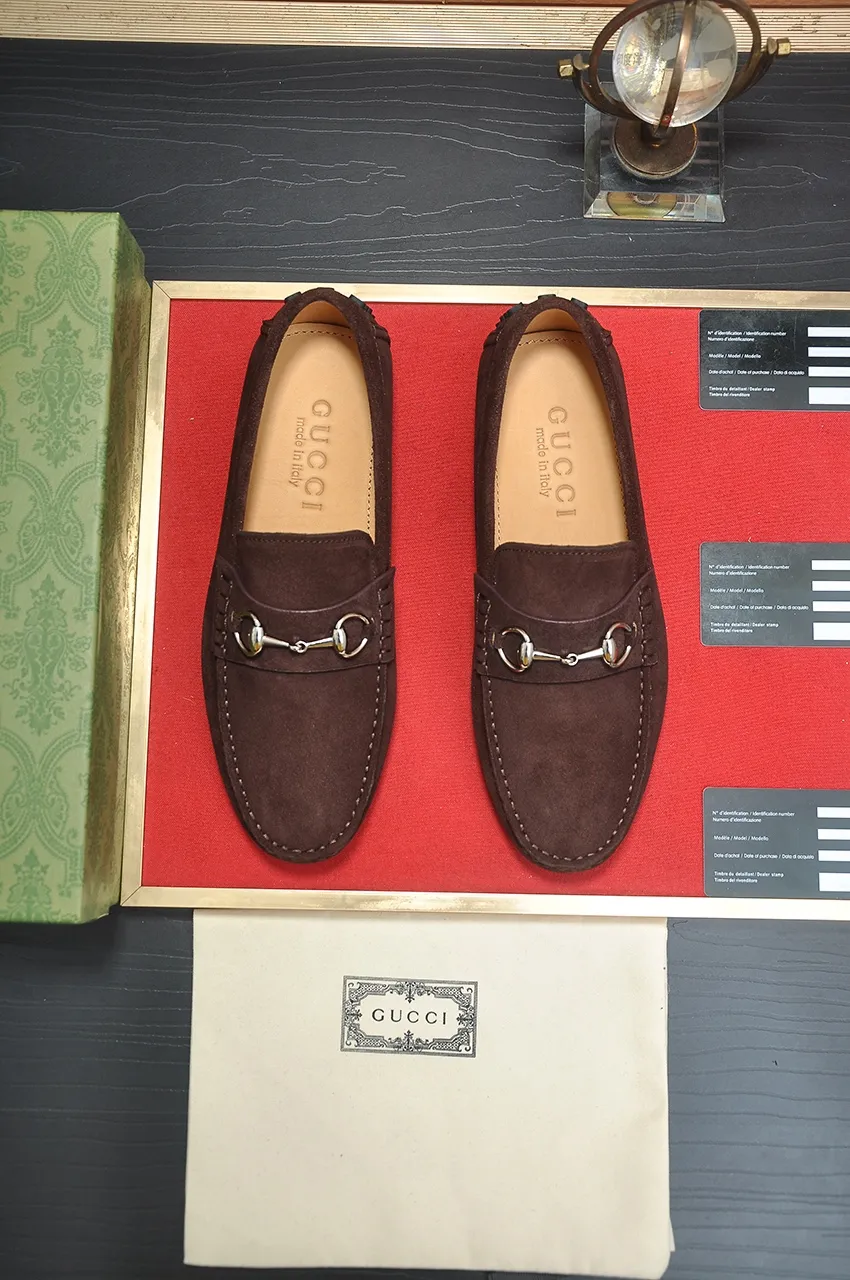 Men's Men's Shoes💰420💶【GUCCI】 (High-end Niuli) New 🍀Gucci*——Gucci Doudou Shoes! Made of imported original cowhide, the inner top layer is comfortable cowhide lining! Original wear-resistant rubber outsole! High quality products! Code number 38-44!